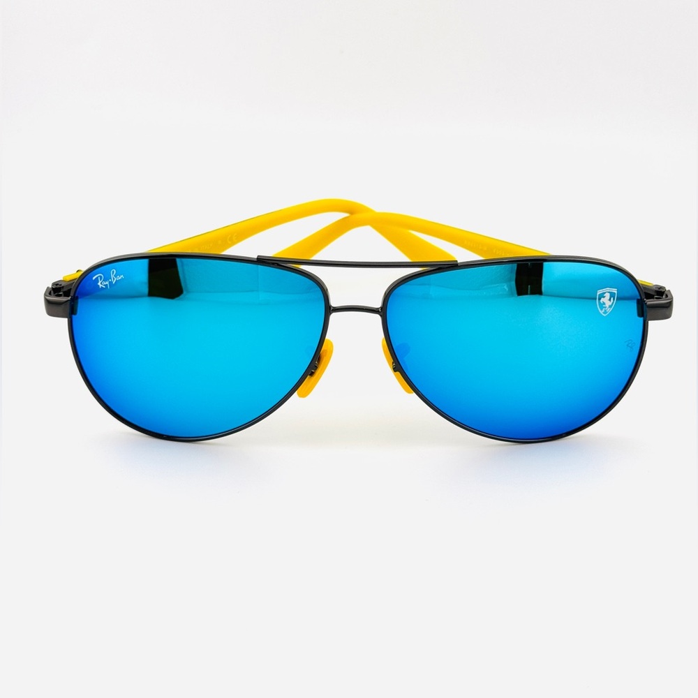 Ray-Ban Sunglasses RB8313M Scuderia Ferrari Black Frame with Blue Mirror lenses - Picture 12 of 16